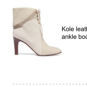 Chloe beige leather-paneled canvas ankle boots